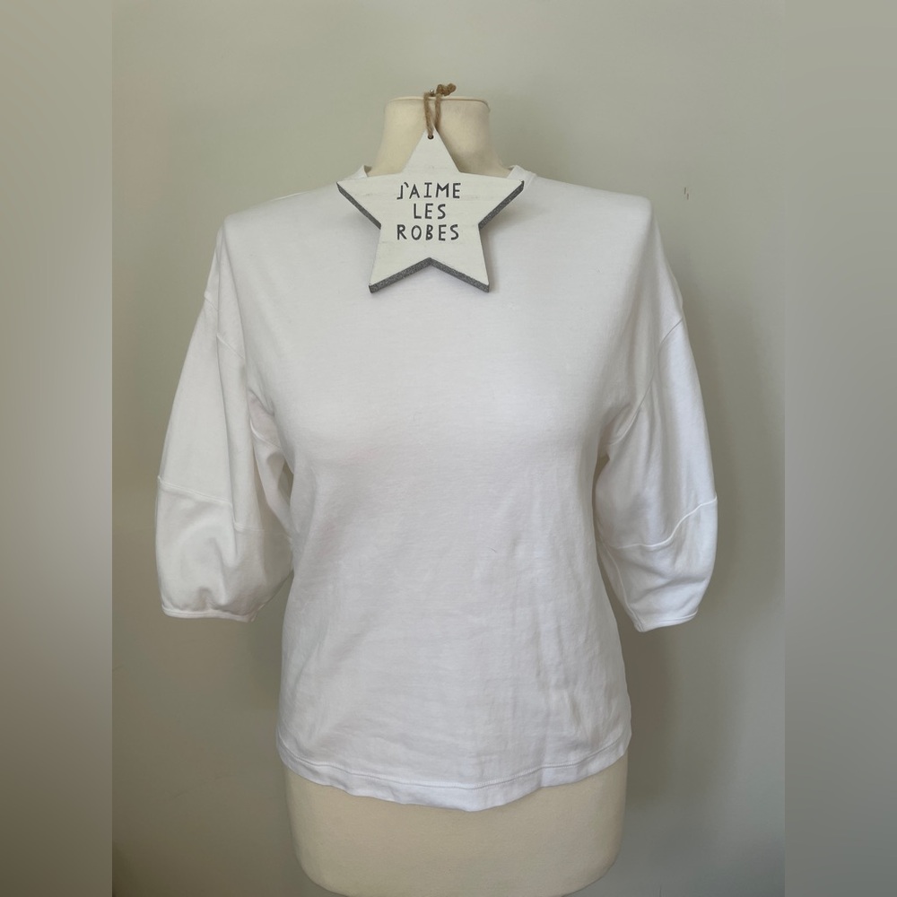 VINCE White Three-Quarter Sleeve Women's Top